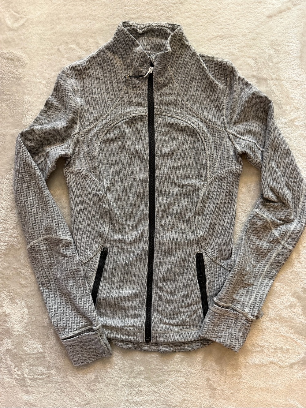 Lululemon Nice Asana Jacket Herringbone Grey Black Vintage Size (Women’s Large)